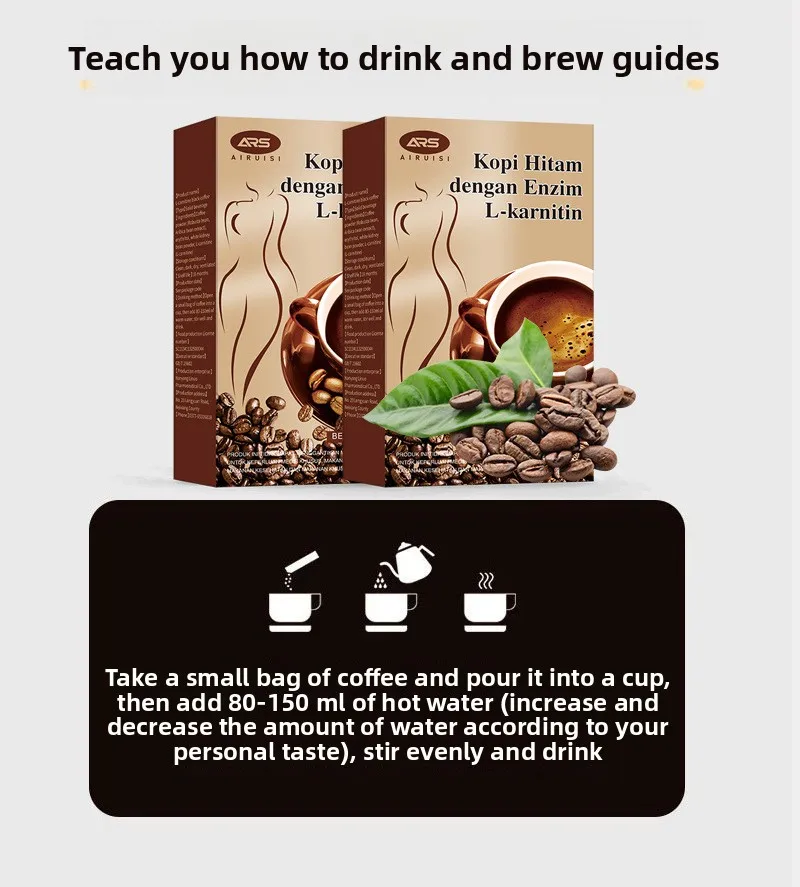 L-Carnitine Ketone Instant Coffee Powder Low Carbohydrate Fast Weight Loss Fat Burning Mellow Bitter Flavor Available Chocolate