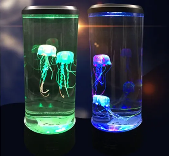 hot sale jelly fish LED mood aquarium  lamp night lights 3Dacrylic kids table lamp with 5 color LED change