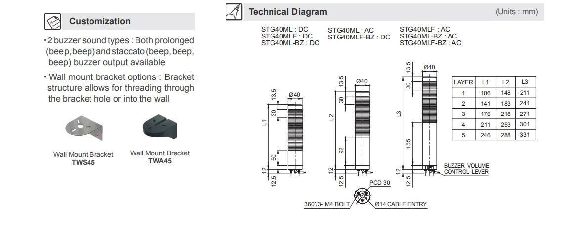 40mm Direct Mount Type LED Steady/Flashing Tower Lights  led lights led stage lights led strip lights led bulb lights