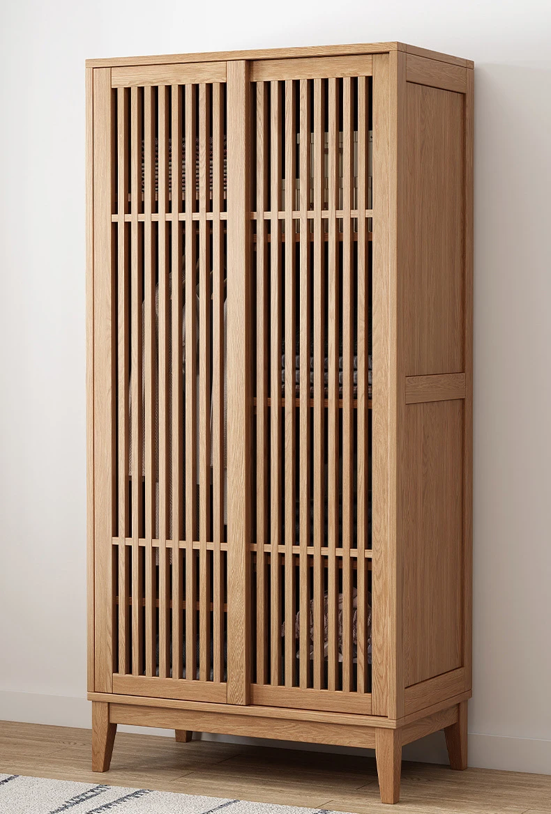 product-BoomDear Wood-Modern OEM supported bedroom furniture solid wooden wardrobe with 2 hollow doo