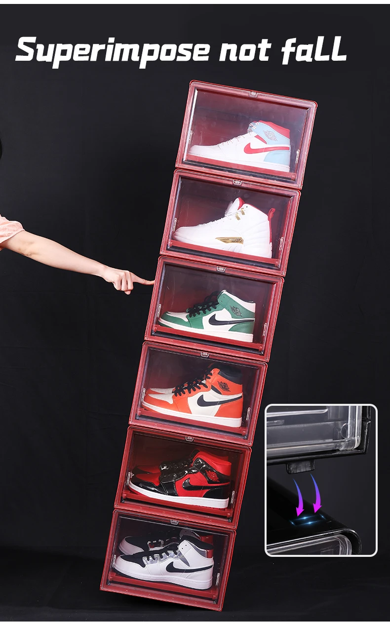 2020 Latest Haixin Aj Acrylic Drop Front Shoes Storage Bin Sneaker Shoe