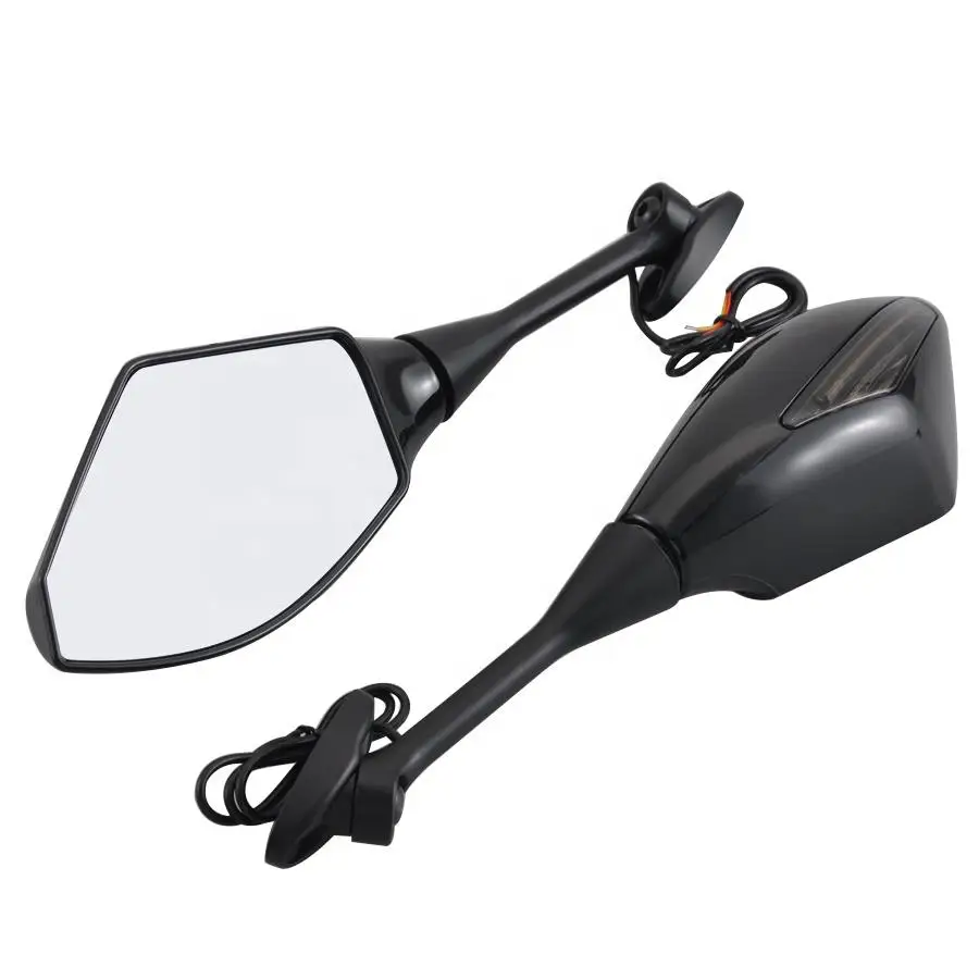 Black Rear View Side Mirrors LED Turn Signals Fits For Honda CBR600RR CBR1000RR CBR250R CBR500R ZX-6R for SUZUKI GSX-R750 600