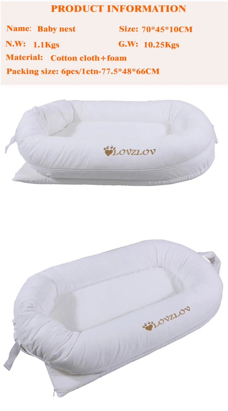 0-3 Years Travel Breathable Hypoallergenic Co-Sleeping Baby Lounger Bassinet