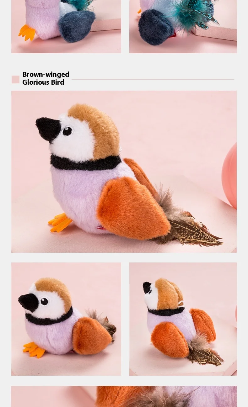 Eco-Friendly for Bestseller Pet Toy Squeaky Bird Plush Cat Wand for Boredom Relief Self-Entertainment Cat Entertainment