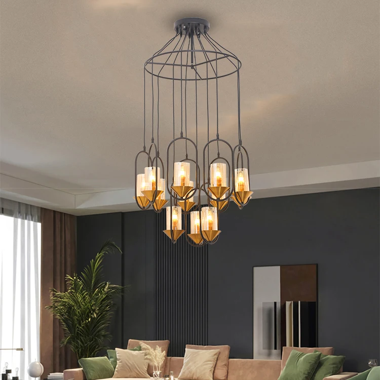 NEKE New Arrival iron modern luxury decorative E14 6 9 12 15 bulbs indoor living room dinning room hotel hanging chandelier