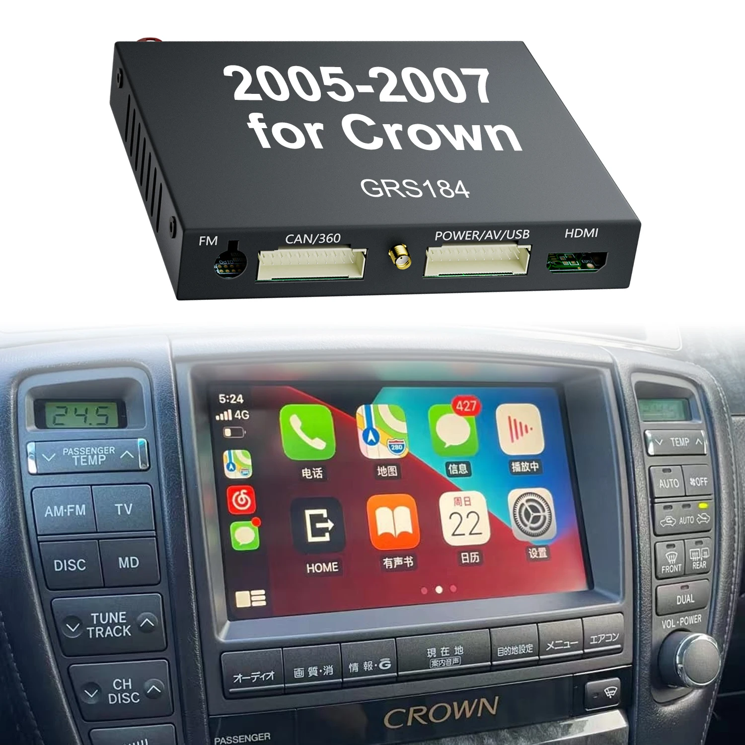 Crown GRS184 Wireless Apple CarPlay & Android Auto Integration