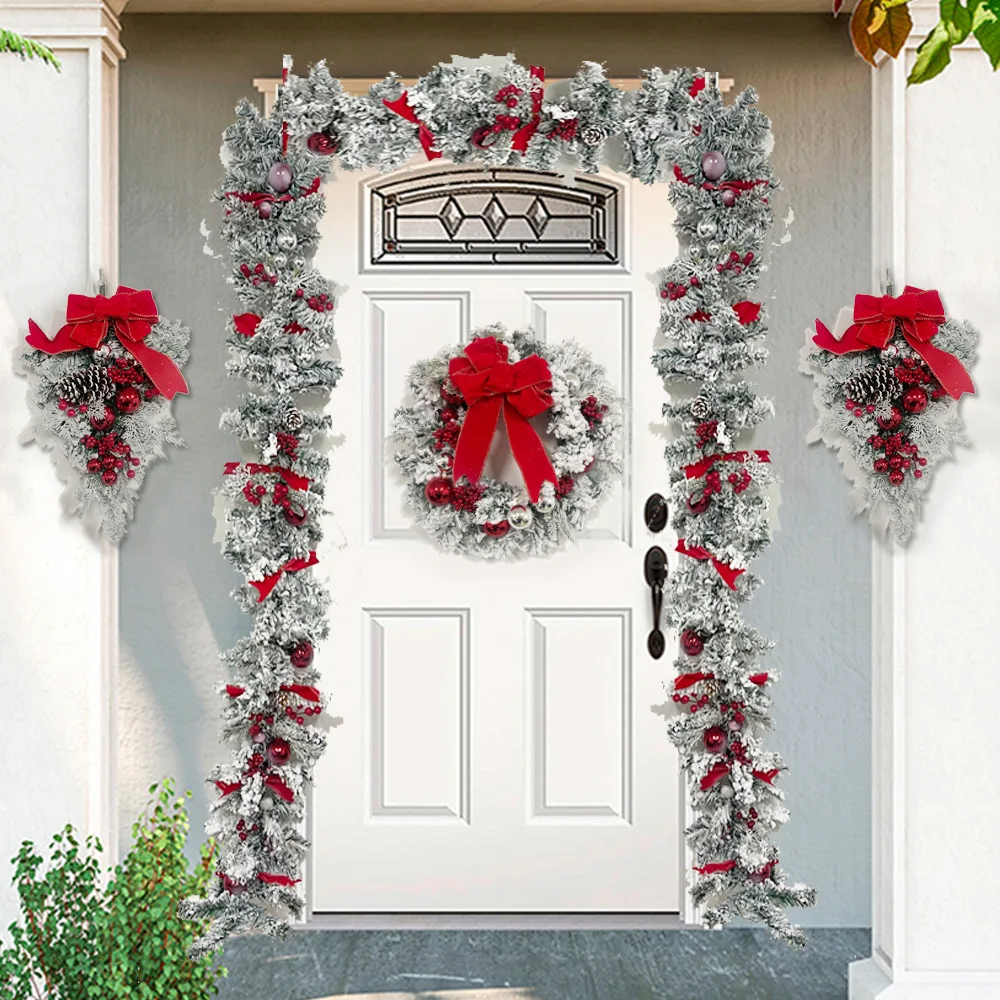 Christmas Wreath Merry Christmas Front Door Ornament Wall Artificial