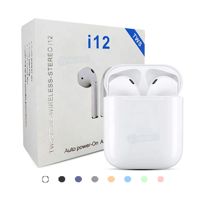 

2020 Portable Mini TWS i12 Wireless Stereo Audifonos Earbuds Jieli 6956 BT 5.0 Earphone & Headphone, Black/white