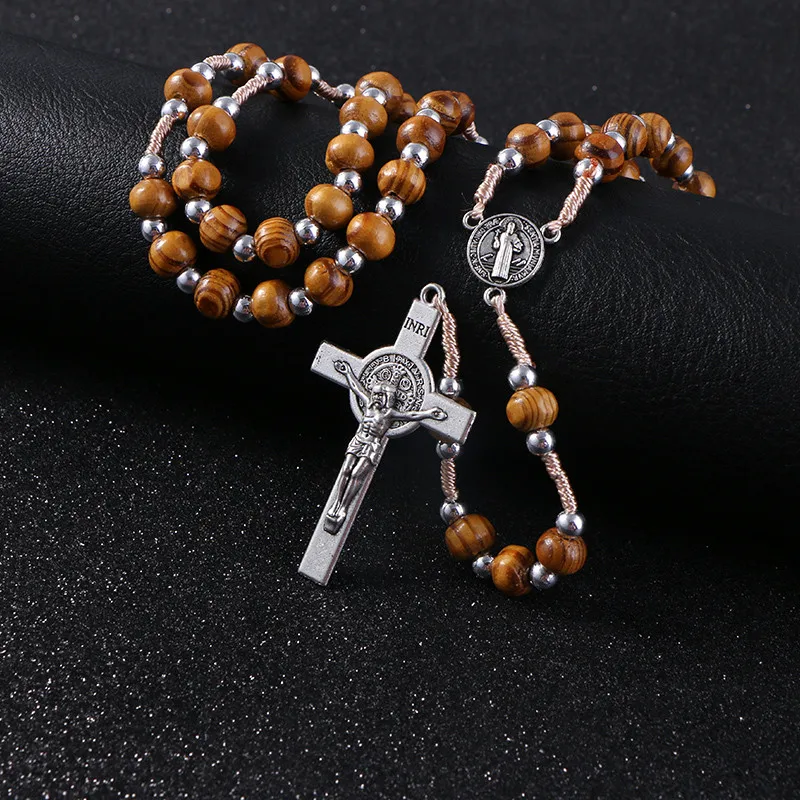 Wooden Grain Beads Jesus Cross Rosary Necklace Carved Rosary Pendant  Christian | Fruugo ZA