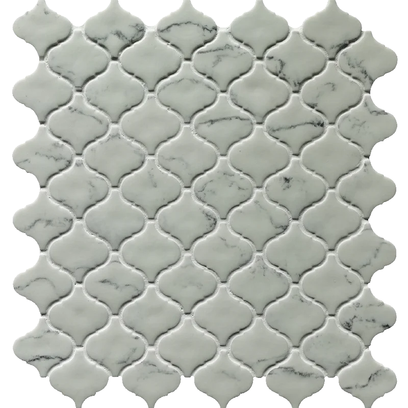 Irregular Shape White Lantern Glass Mosaic Tile For Backsplash