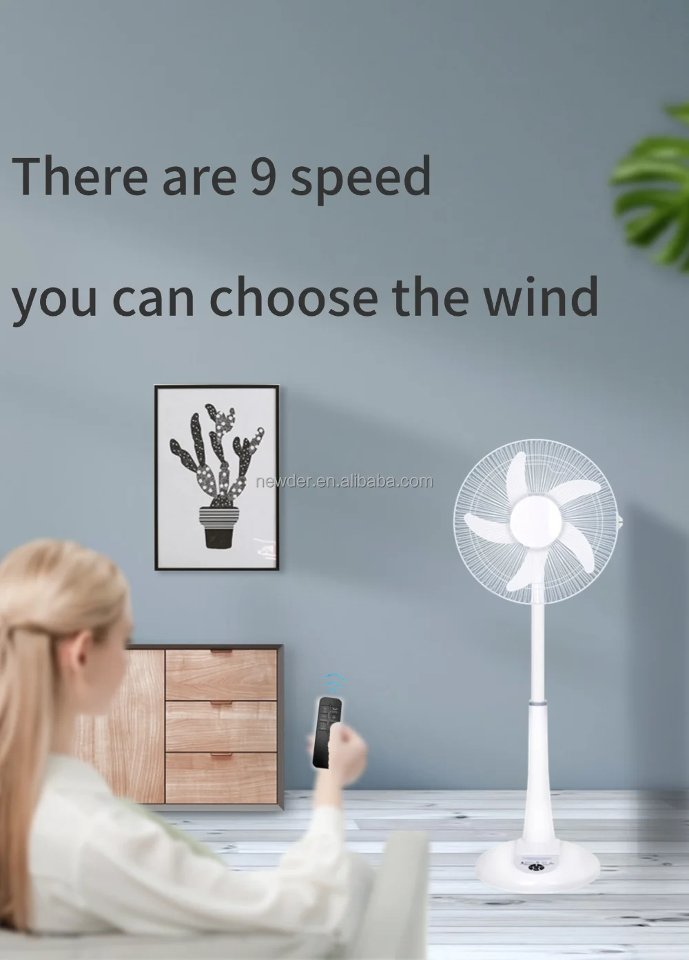 Solar Electric Floor Fan, LED, 35W, Plastic - detail 6