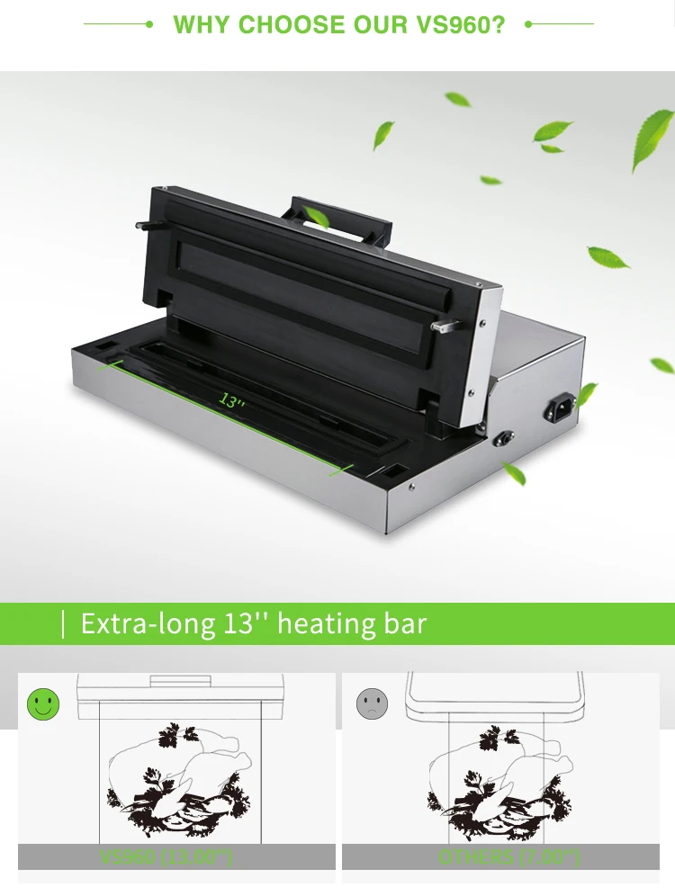 Stock Tinvoo Logo Commercial Vacuum Sealer Machine Led Display Vs960