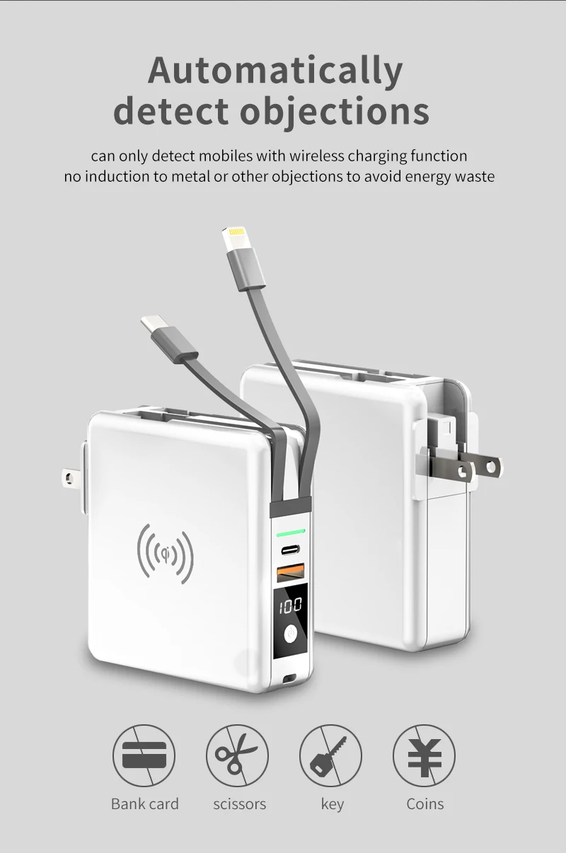 Fold design 3 in 115w fast charge wireless charger stand 10000mah fast charging adapter Wireless Powerbank for all phones RK-C44 - ANKUX.COM