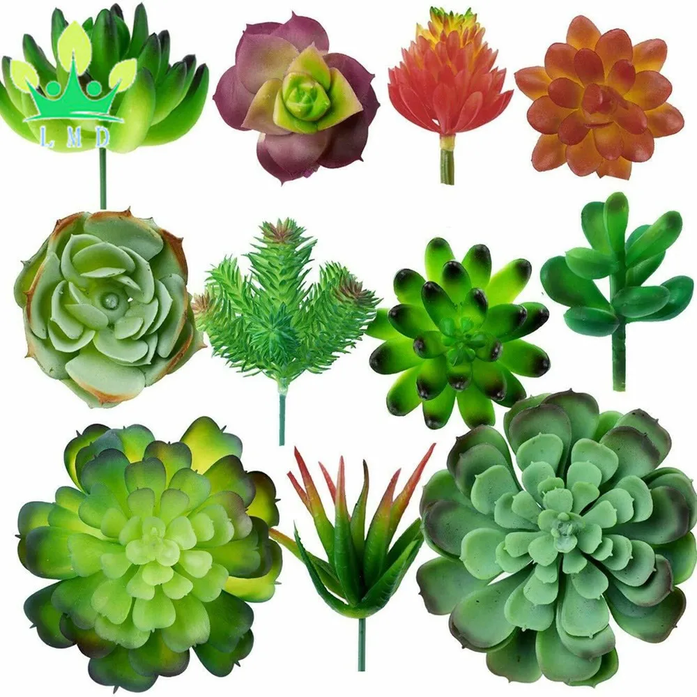 11 Pack Artificial Succulent Flocking Plants Unpotted Mini Fake