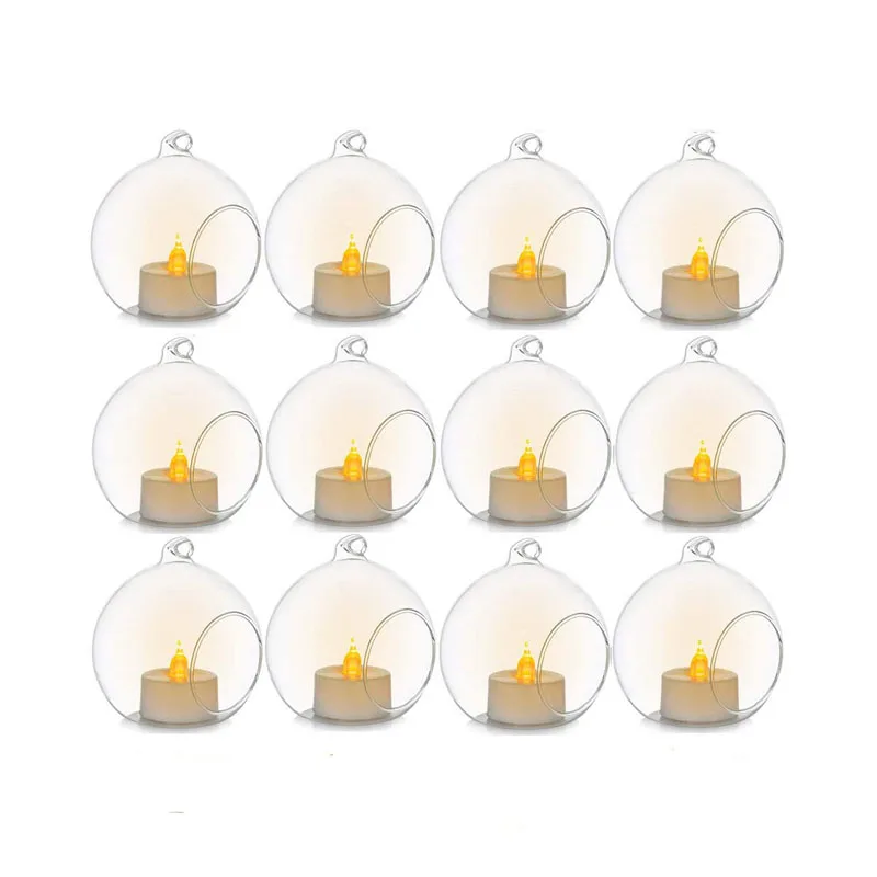 Hanging Clear Glass Globe Candle Holder For Wedding Decoration