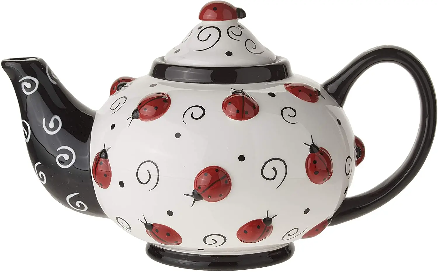 Porcelain Ladybug With Swirls Teapot For Kitchen Decor And Teas Buy Tea Pot,Tea Set,Porcelain