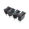 KCD3 Black Rocker Switch ON OFF 3Pin Latching 16A 250VAC With Dot LED For Motor Car Auto Switch Red Blue Green Yellow Light