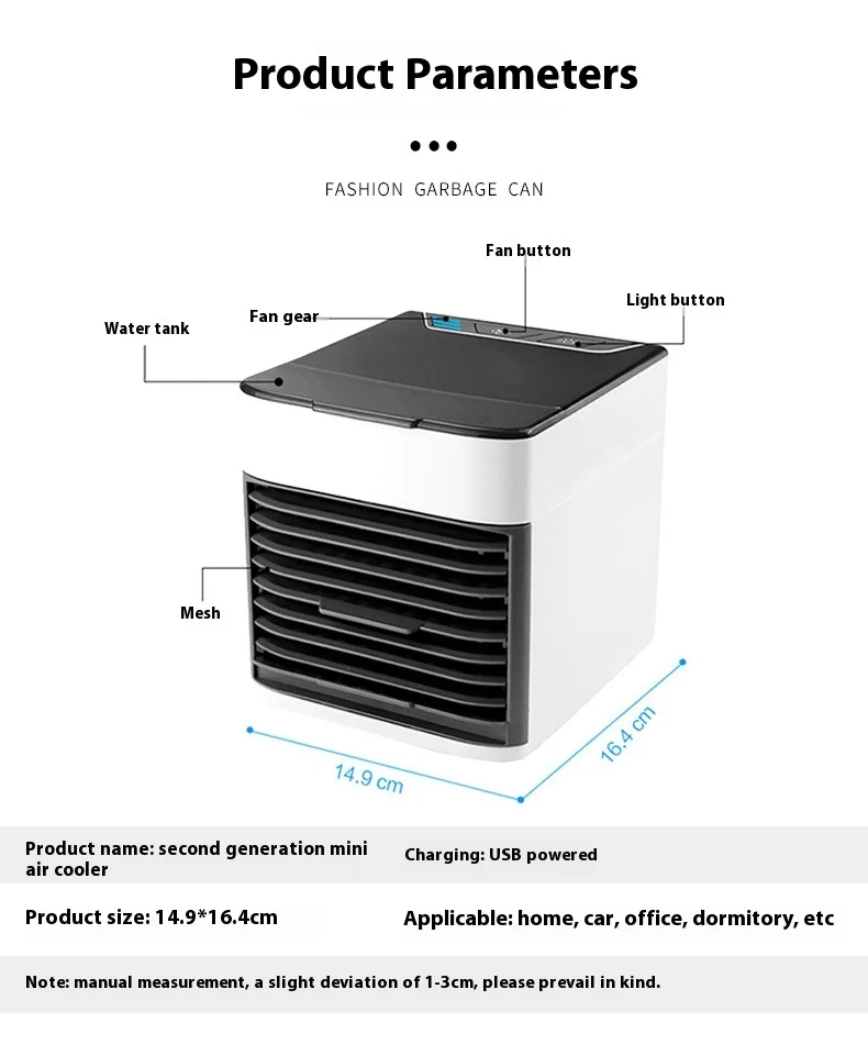 Portable Second-Generation Mini USB Air Cooler Water Cooling Spray Mobile Desktop Small Refrigeration Electric Fan Back