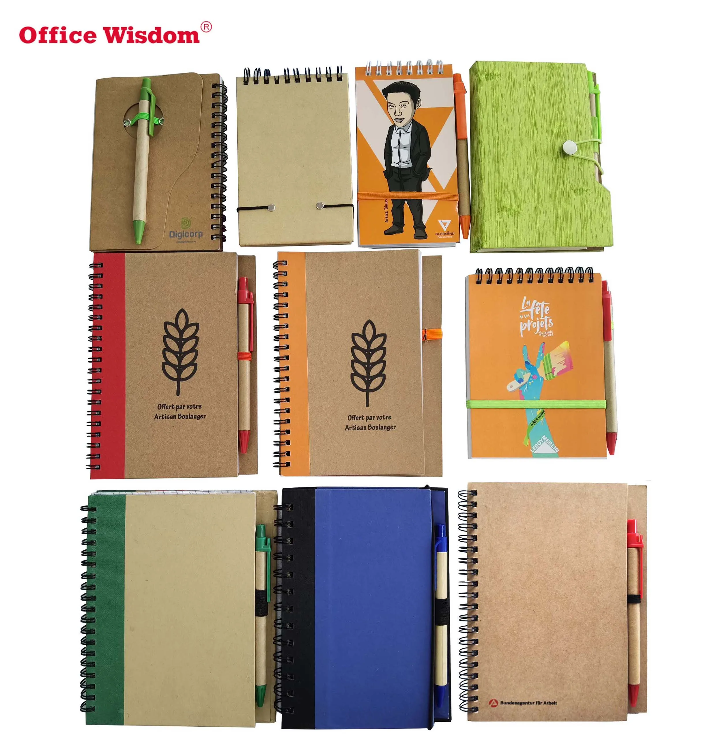 Custom Logo Kraft Notepad With Pen Memo Sticky Notes Eco Kraft Paper