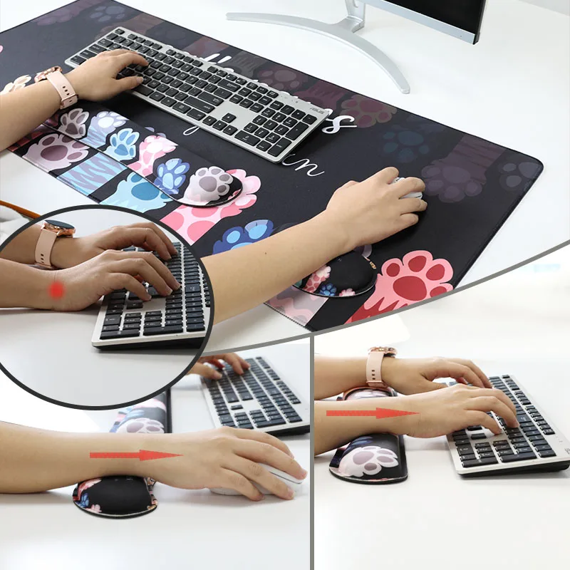 Large Sublimation Mouse Pad Keyboard Wrist Rest Desk Pad 3in1