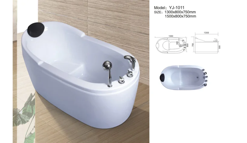 YJ1011 acrylic japanese  freestanding soaking tub small for child