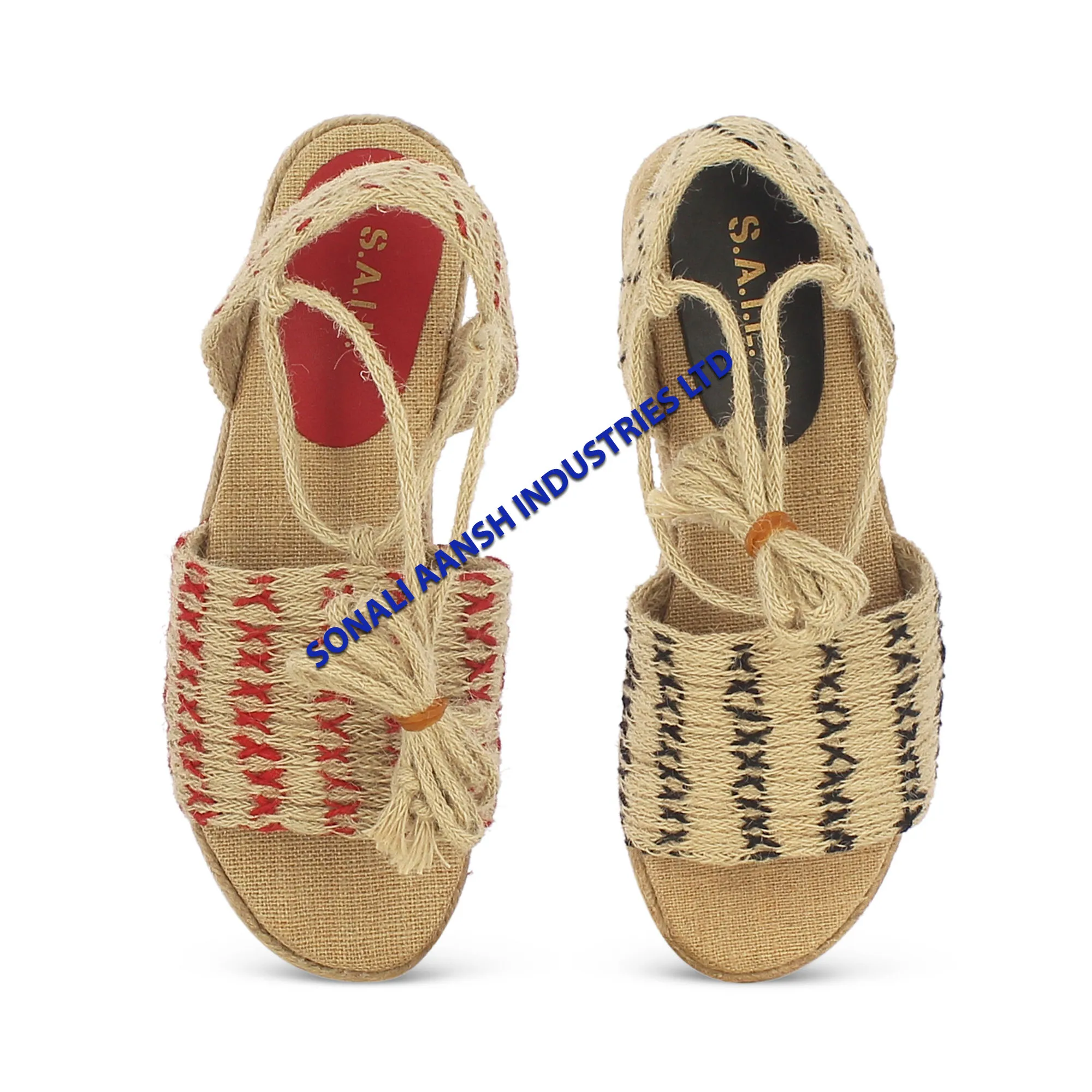 Bangladesh Cheap Price Colorful Jute Custom Espadrilles Canvas Shoes Woman Open Both Sandals