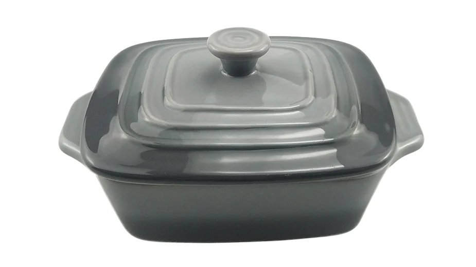 Rectangle Gradient Grey Mini Stoneware Caserole Dish Casserole With Lid ...