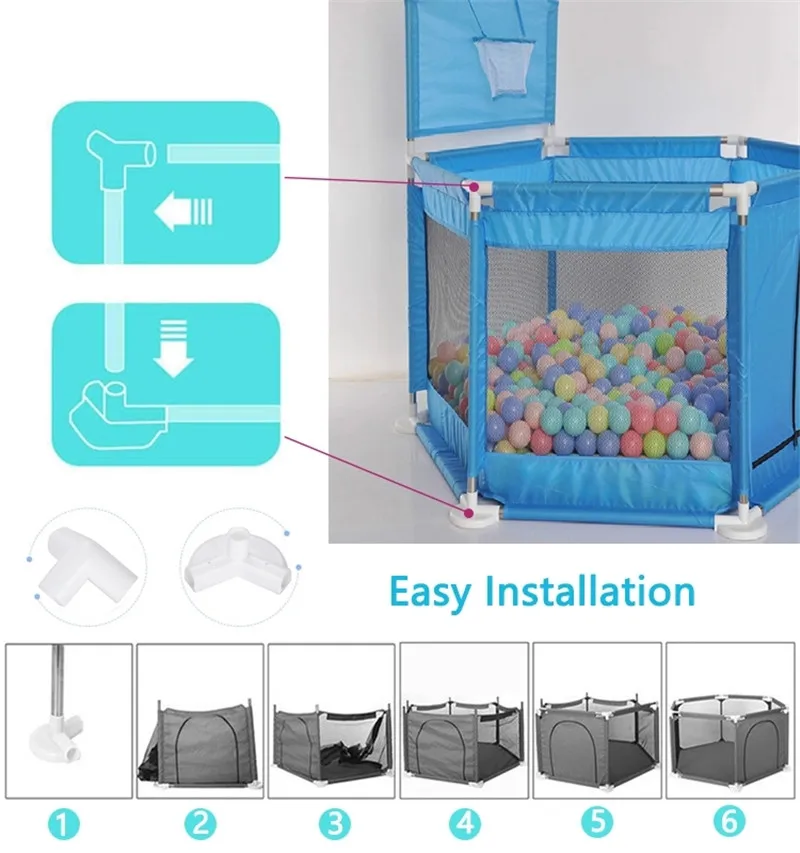 Hot Sell Baby Play Yard Folding Safety Fences Playpen+Wave Toy Ball L0229