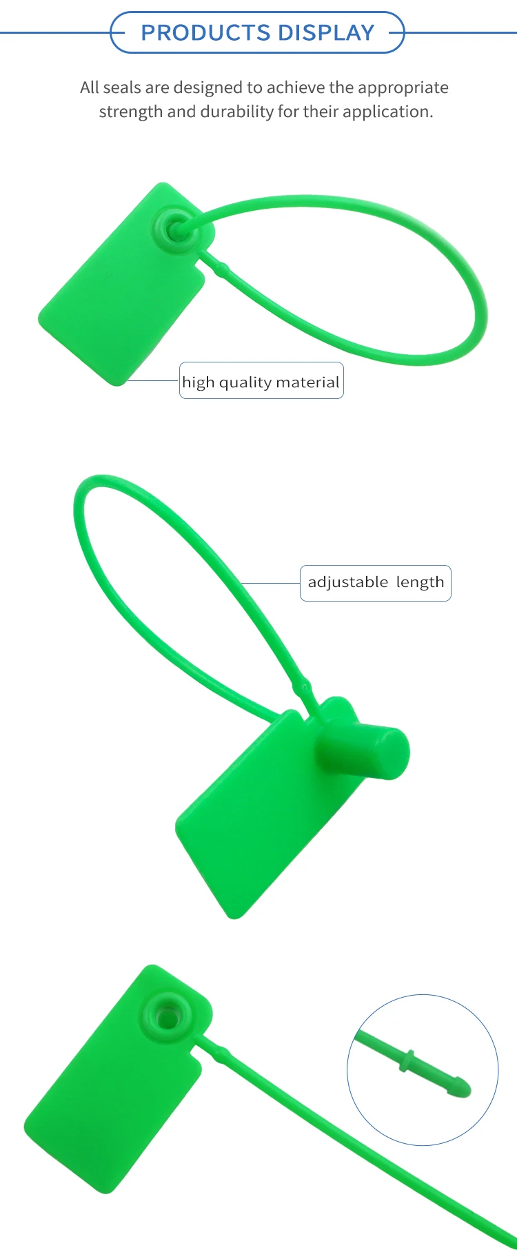  Manufacture customized indicative tags anti tamper fixed length plastic seals 