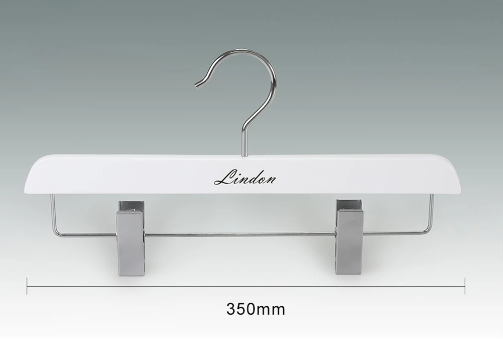 LINDON Custom Logo Brand Set Wooden White Clothes Hanger for