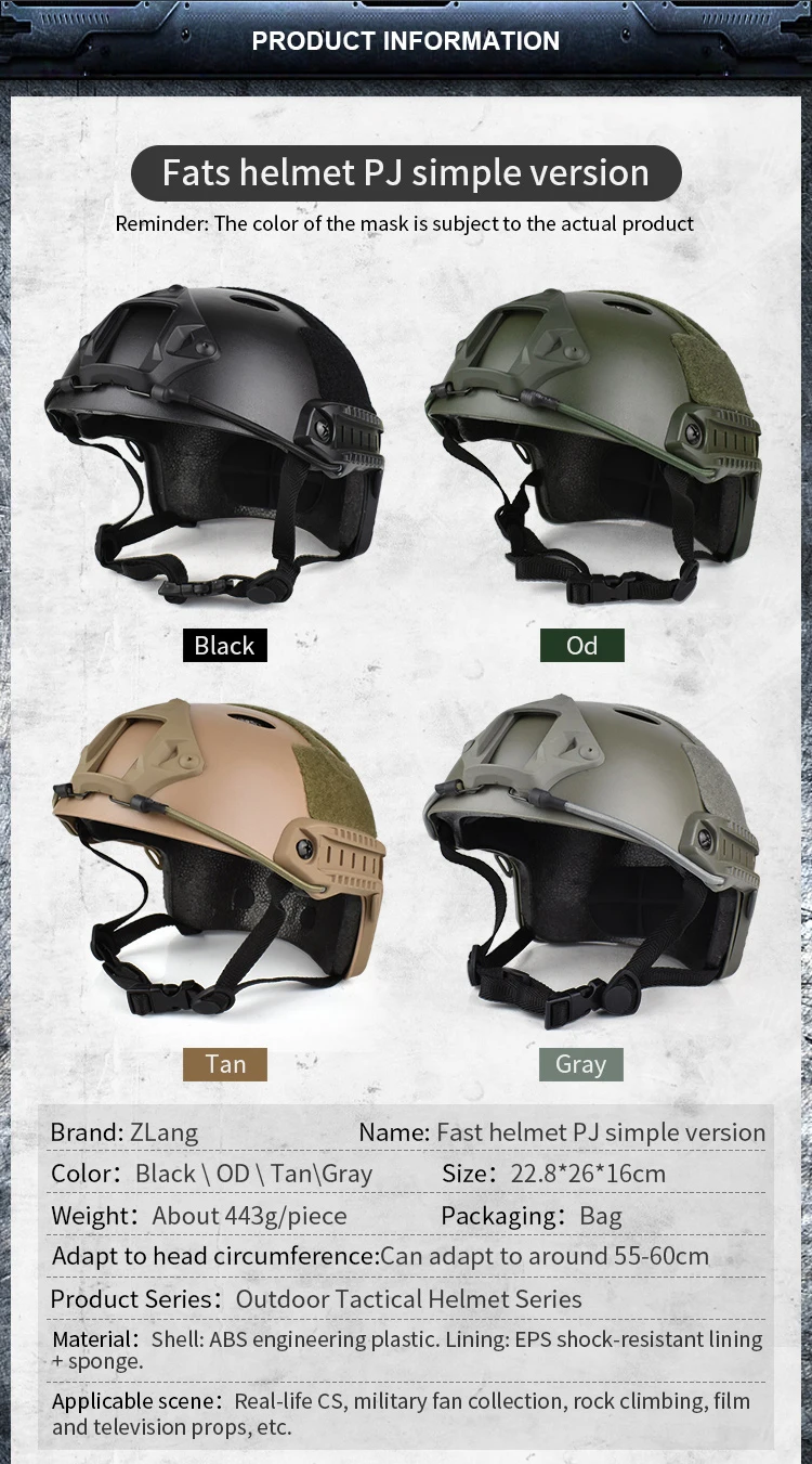 Airsoft Helmet Fast Base Jump Helmet ABS Plastic Military Helmet Tactical Helmet for Paintball Wargame 