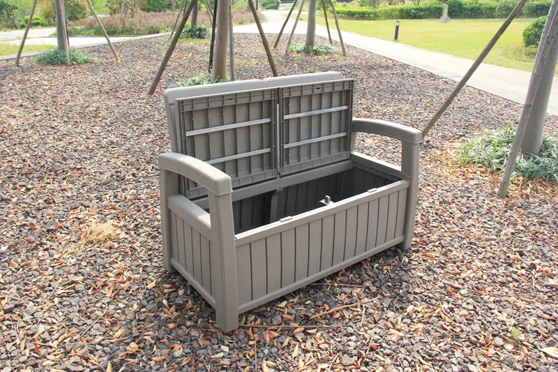 Garden Armrest Bench Plastic Large Capacity Outdoor Storage Bench For