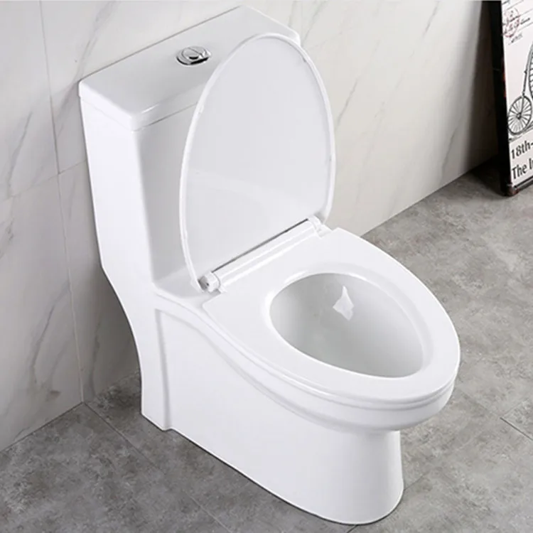 Bathroom one piece siphonic flushing method water closet toilet