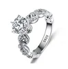 Crystal Finger Ring Brass Plated Silver Color Cubic Zirconia Ring For Wedding Party