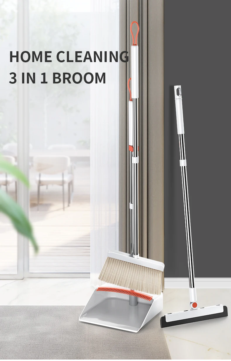 Broom And Dustpan Set [2024 Version] Broom Set Pan Combo Broom And