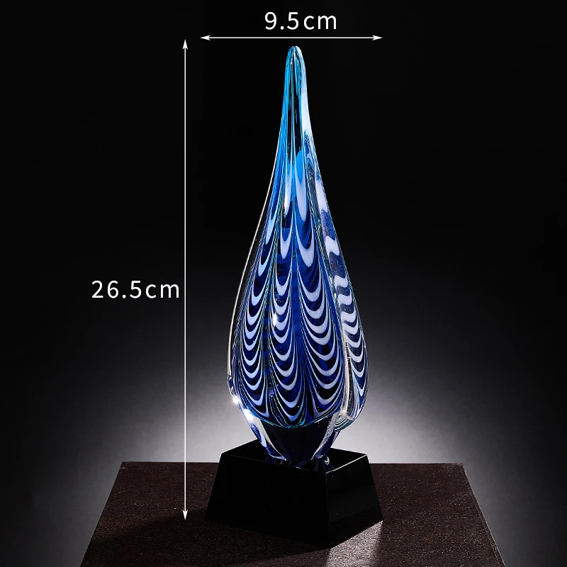 crystal crafts coloured glaze glass trophy award custom k9 business trophy awards sports trophies awards with gift box-35