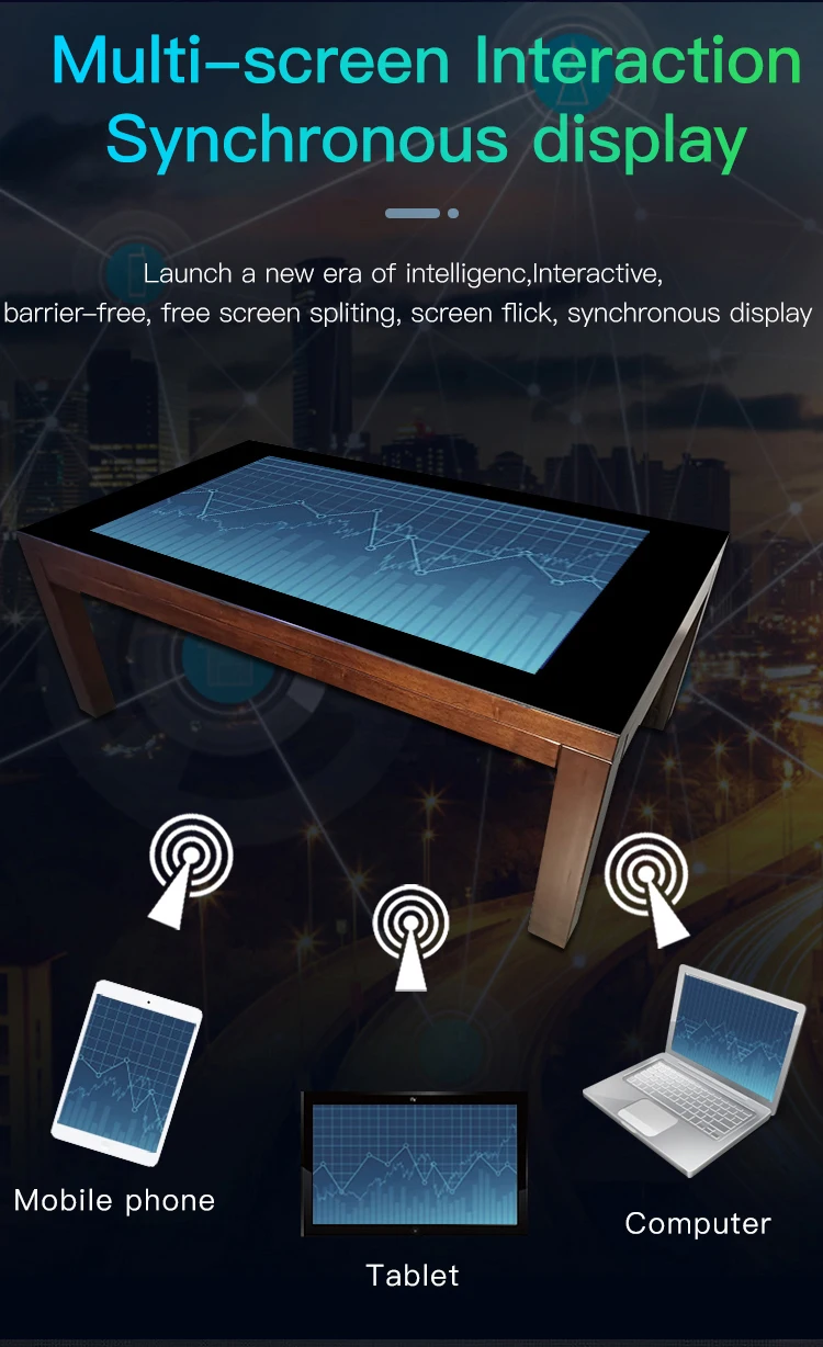 43 Inch wood Android Interactive multi touch screen table smart conference table