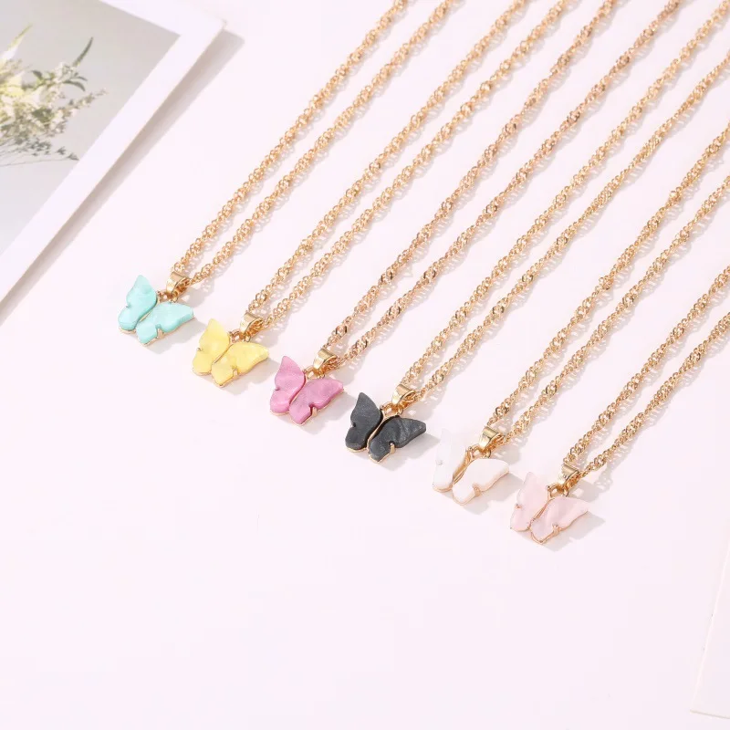 Sweet Acrylic Color Butterfly Necklace For Women Long Wild Clavicle Chain  Personalized Pendant Refined Stylish Mujer Gift - Buy Butterfly  Necklace,Butterfly Pendant Necklace,Necklace For Women Product on  Alibaba.com