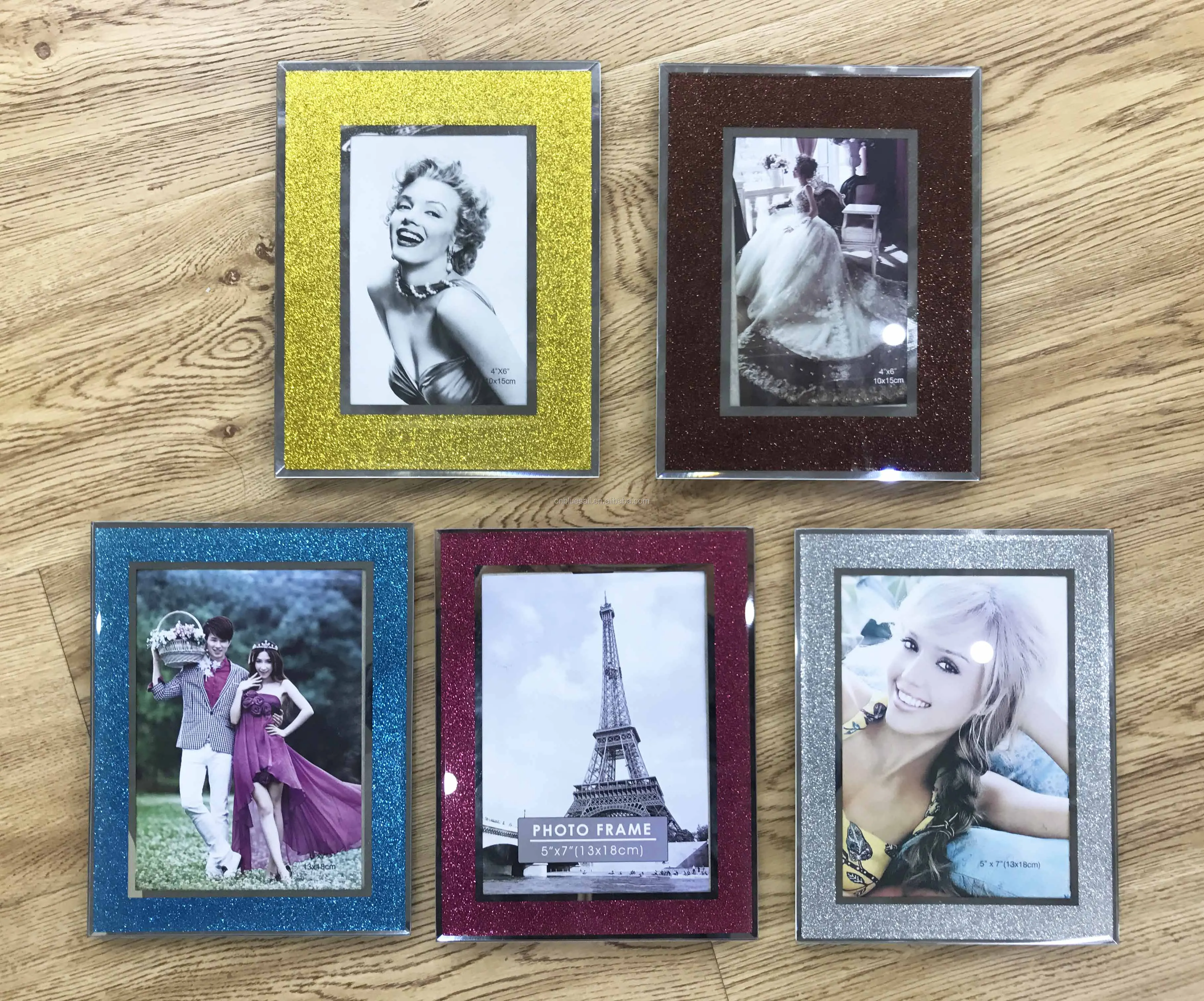 Twin Color Design with Glass 2 pcs 5x7” Modern Picture Frame Set 
