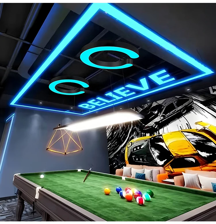 product custom led number  letter pendant ceiling light personalized creative design for billiard mahjong  chess rooms for living room-9