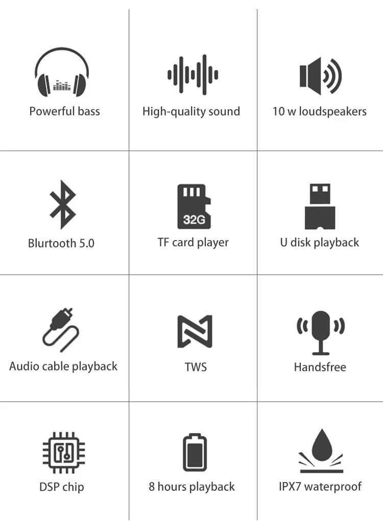 Portable Outdoor Mini BT 5.0 Waterproof IPX5 Portable Wireless home theater Speaker with Mic - ANKUX.COM