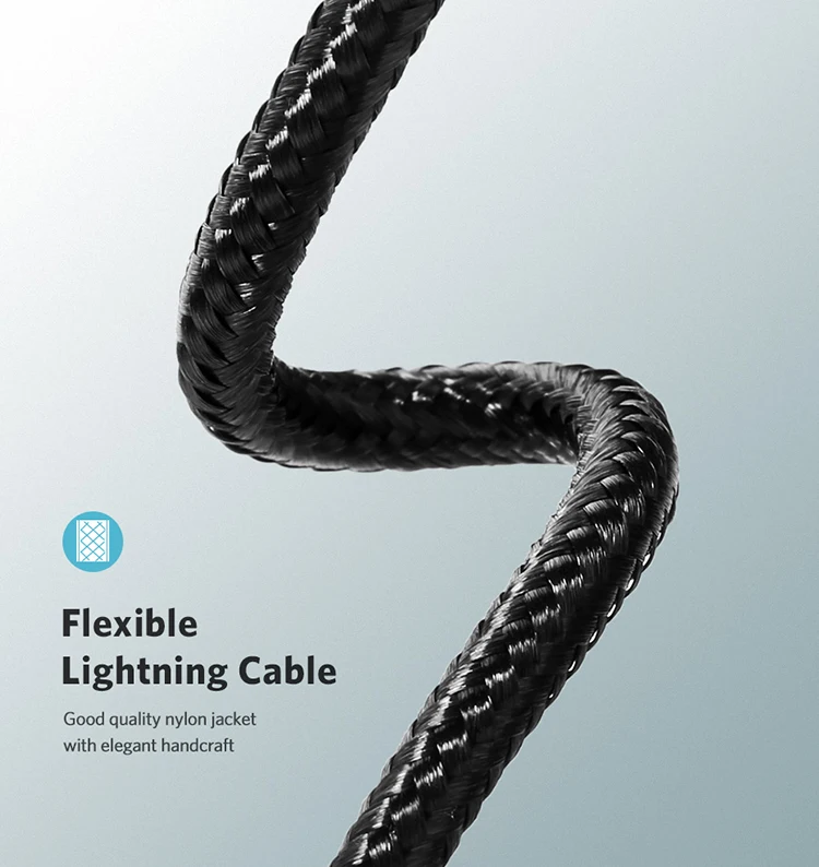Original USB A 2.0 to 8Pin Data Cable with Nylon Braid 2.4A Fast Charging Cable for Iphone - ANKUX.COM