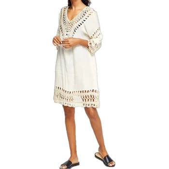 white beach crochet dress