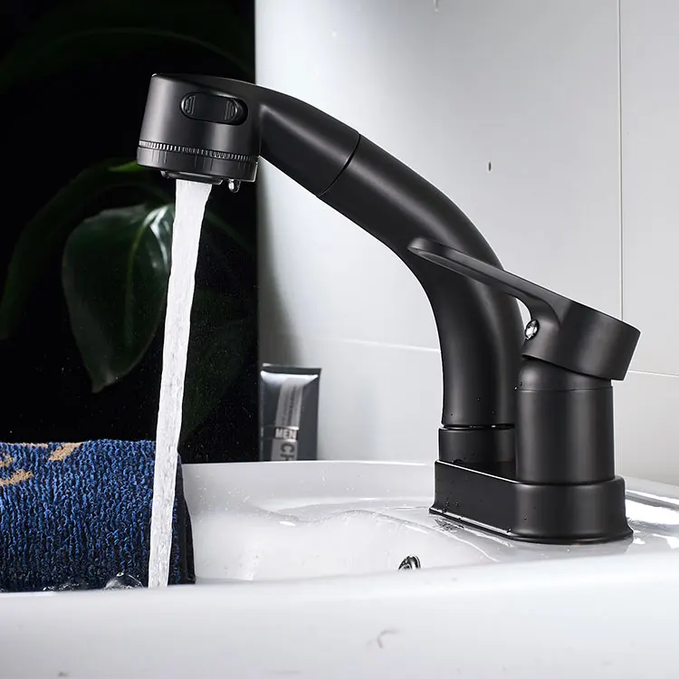 Modern Single Hole Faucet Black Bathroom Hotel Hot and cold Water Mixer Taps