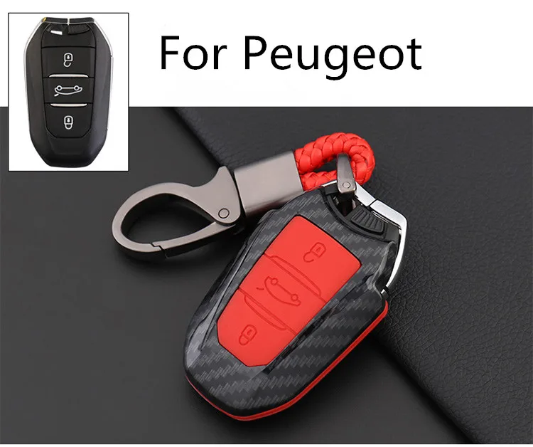 Car Key Cover Holder For Peugeot 308 408 508 2008 3008 4008 5008 3buttons Abs Carbon Fiber