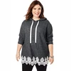 2019 Autumn Casual Plus Size Loose Drawstring Supersoft Women Hoodie Sweatshirt With Lace Trim
