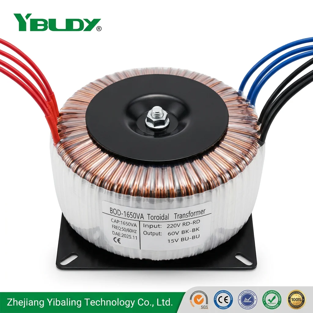 400VA toroidal transformer installed in audio amplifier chassis with grounding strap