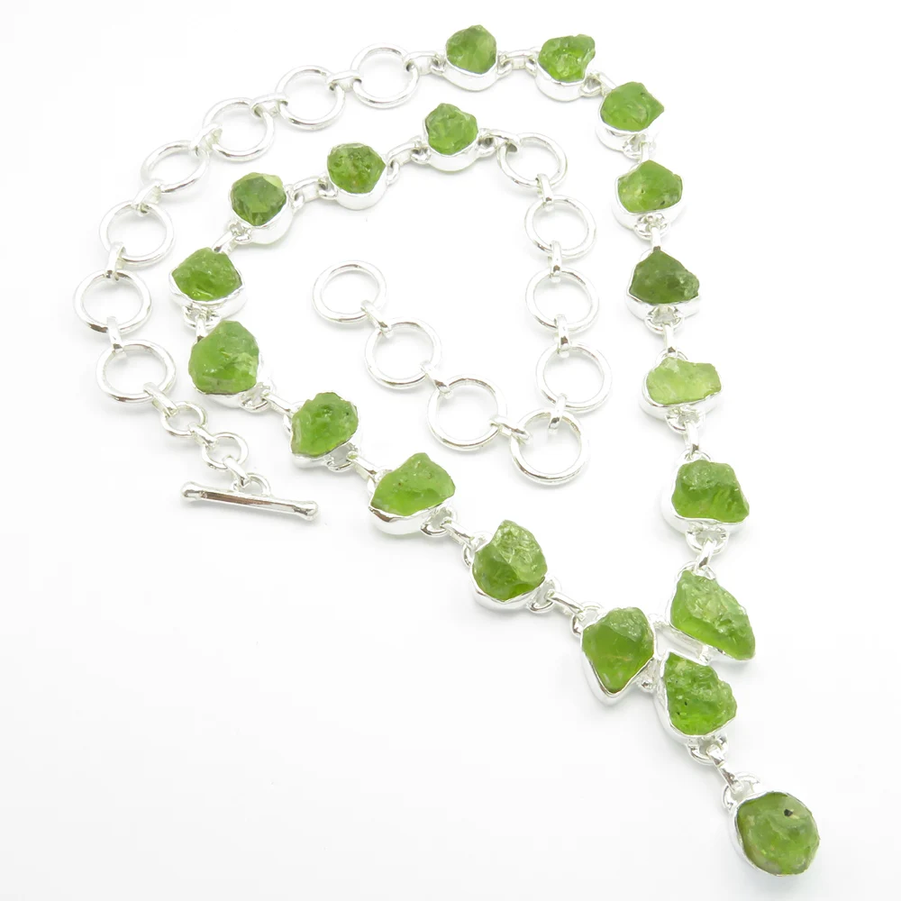 
Free Gift Box Free Express Shipping !! 925 Silver Rare PERIDOT Necklace 19.3