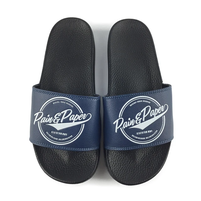 

Greatshoe adult black slide sandal custom Logo beach walk slipper for men