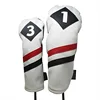 factory directly red and black pu leather strips soft polyester lining golf wood covers set driver with embroidery number